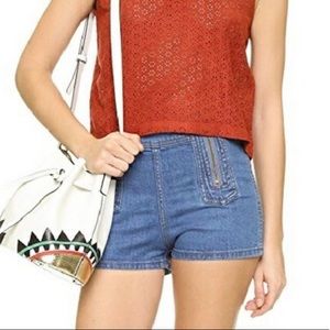Free People Be Mine double zip high waisted shorts